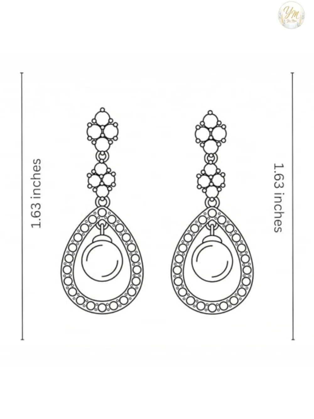 Pearl & CZ Drop Earrings for Bride, Bridesmaid, Prom, Mother of Bride Rhodium